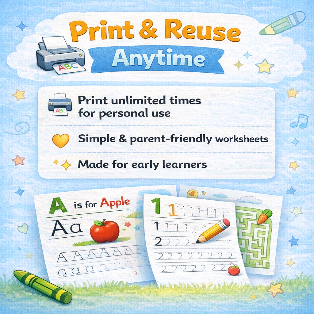 Nursery Worksheets Bundle (Alphabet, Numbers + Mazes) | Ages 3β5